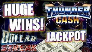 Dollar Streak Jackpot + Thunder Cash Wins! High Limit Ainsworth Slot Machines