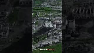 Drone shows destroyed Ukrainian frontline town in Donetsk