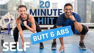 20 Minute HIIT Cardio Workout Glutes & Abs No Equipment With Warm-Up and Cool-Down | Sweat With SELF