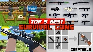 TOP 5 BEST SURVIVAL GUNS 3D Addon in Minecraft PE 1.21