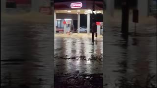 WATCH: Heavy rain in Texas causes severe flooding at gas station #shorts #texas #flood #us #storm