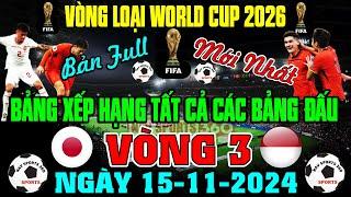 Kết Quả, Bảng Xếp Hạng Vòng Loại Thứ Ba World Cup 2026 Khu Vực Châu Á | Ngày 15/11/2024 (Bản Full)