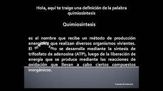 Definicion de Quimiosíntesis