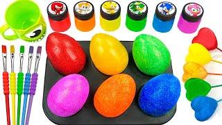 Satisfying Video Rainbow Mixing All Candy in Color EGGS Fruit Rainbow Glitter Lollipop Cutting ASMR