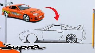 COMO DIBUJAR UN TOYOTA SUPRA MK4 FACIL