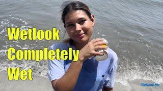 Wetlook girl in shorts | Wetlook beach | Wetlook girl get completely wet