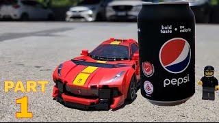 Justin drove to buy PEPSI XXXL at a vending machine | Lego Ferrari 812 Competizione | Part 1