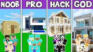 Minecraft NOOB vs PRO vs HACKER vs GOD : MODERN SUMMER HOUSE CHALLENGE in Minecraft! Animation