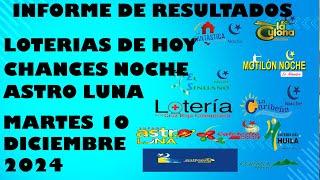 LOTERIAS DE HOY RESULTADOS MARTES 10 DICIEMBRE 2024 ASTRO LUNA DE HOY LOTERIAS DE HOY RESULTADOS