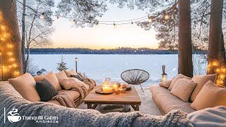 Soothing Winter Retreat Ambience Relaxing Jazz Music with Gentle Snow Falling on New Year Holiday