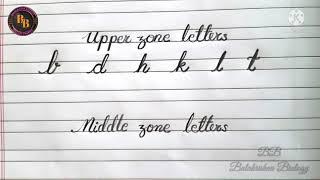 upper zone,middle zone,lower zone cursive writing letters for beginners..