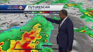 First round of storms will stay south, late evening for second round