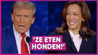 Trump doet bizarre uitspraak, Harris in een deuk