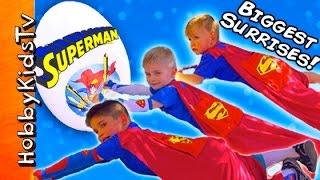 Giant SUPERMAN Egg Adventure with the HobbyKids