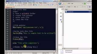 PHP code: How to create a new file and write into the file.