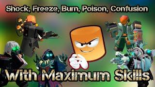 Shock, Freeze, Burn, Poison, Confusion with Maximum SKILLS Roblox Tower Defense Simulator