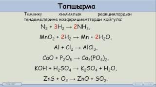 8 кл.3.2. Химиялык реакциялардын тендемелери