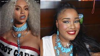 BEYONCE COWBOY CARTER CONCERT GLAM FLAWLESS & FIERCE BLUE EYESHADOW CUTCREASE & MAKEUP DIVA DOLL UP