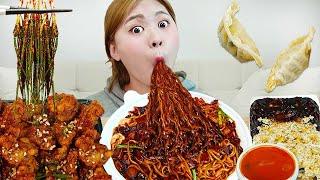 MUKBANG BLACK BEAN NOODLES & CHICKEN Korea Food REAL SOUND by HIU 하이유