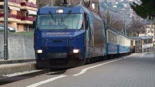 Train in Switzerland at Lake Leman - Golden Pass Line - Chernex