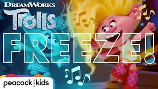 When the MUSIC Stops....FREEZE!  Trolls Freeze Dance Game | TROLLS