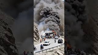 "The Mountain Collapsed – Then the Fire Started!" #ytshorts #trending #BusFire  #MountainAccident