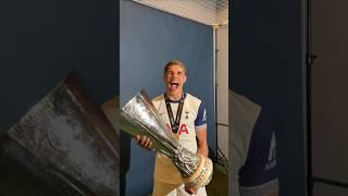 MICKY VAN DE VEN WITH THE EUROPA LEAGUE TROPHY