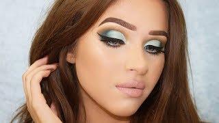Mint Green Christmas / Holiday Cut Crease Glam Makeup Tutorial