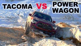 Tacoma vs 2500 Power Wagon Snow OffRoad Mid Size vs Fullsize Trucks Hill Climbing Test