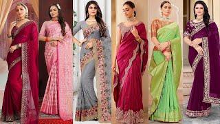 Latest Designer Saree Collection 2025//Stylish Party Wear Sarees//Indian Wedding party Saree Designs