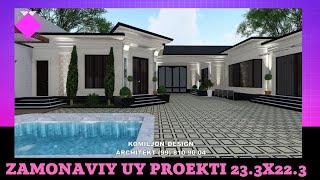 ZAMONAVIY UY PROEKTI  23.30X22.30 O'LCHAMLI  3D MODELI