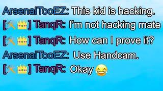 He Said I Was Hacking, So I Used Handcam.. (Roblox Arsenal)