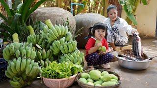 Mommy Sreypov: Harvest free and fresh ingredient around home and cooking - Cook for family