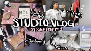 STUDIO VLOG 01: Etsy Shop Prep, Making Designs, New Embroidery Machine, HW, Ordering Inventory