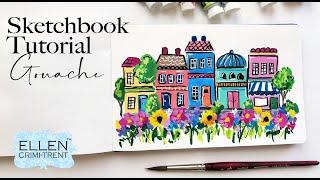 Sketchbook Tutorial- Gouache Painting for Beginners- Step by Step/ Watercolor Painting