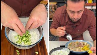 The best Lebanese rice and meat recipe with the most luxurious cucumber and yoghurt salad