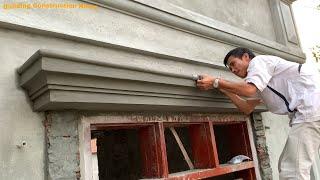 Construction Techniques And Roof Decoration Modern Concrete Windows Using Sand Brick And Cement