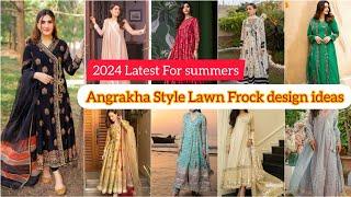 2024 Latest Angrakha style lawn frock design ideas/ Angrakha frock design ideas for girls and women