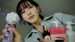 ASMR(Sub️) Moisturizing skin care for my friend's dry skin