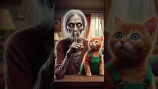 Grandma’s Zombie Transformation: Will the Kitten Step Up?! #kittten #ai #cats #catvideos #cat