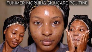 SUMMER MORNING SKINCARE ROUTINE FOR DARK SPOTS + HYPERPIGMENTATION | ACNE SKINCARE |  KENSTHETIC