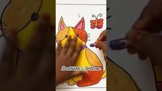 Pussy Cat | Easy Drawing For Kids Step By Step #oilpastel #art #kids #cat #animals #shorts #drawing