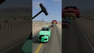 Colorful Small to Giant Cars vs Hammer - BeamNG.drive