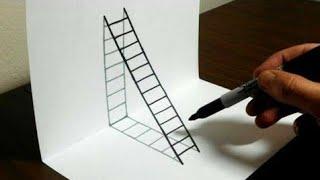 How to draw a 3D Ladder   Trick Art for Kids