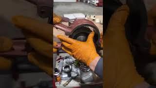 Installing pistons on Cummins ISX #cummins #truck #job #mechanic #shop #tools #installation