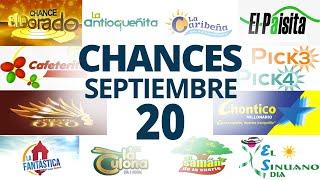 Resultados del Chance del Miércoles 20 de Septiembre de 2023 | Loterias 