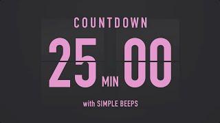 25 Minutes Countdown Flip Clock Timer / Simple Beeps 