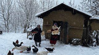 Baking Bread on a Saj in the Snow ️ A Peaceful Winter Day in the Village