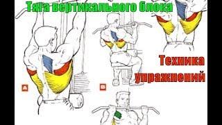 Тяга вертикального блока к груди сидя. Тяга широким хватом и обратным хватом. Техника #6