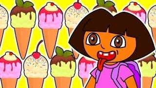 DORA drive big car with ICE CREAM and give it SPIDERMAN AND PJ MASKS CATBOY GEKKO